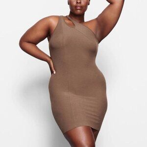 Skims Soft Lounge Cut Out One Shoulder Dress in Oxide L